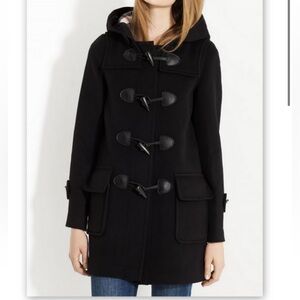 French Connection Wool Blend Hooded Toggle Jacket, Black, Size 12 (Defect, video